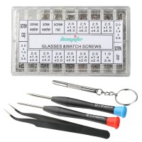 bayite Eyeglass Sunglass Repair Kit with Screws Tweezers Screwdriver Tiny Micro Screws Nuts Assortment Stainless Steel Screws for Spectacles Watch 1000Pcs