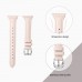 bayite Bands Compatible with Fitbit Versa/Fitbit Versa Lite/Fitbit Versa 2, Beige (5.3"-7.8"), Slim Genuine Leather Band Replacement Accessories Strap Women